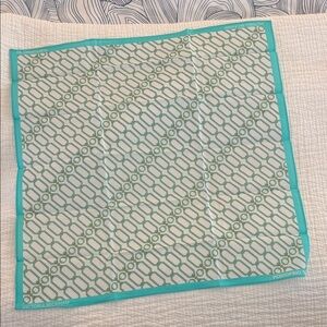 Victoria Beckham Teal and White Geometric Cotton Scarf